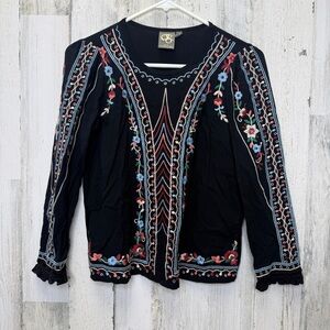 Anthropologie One September Wesley Floral Embroidered Top